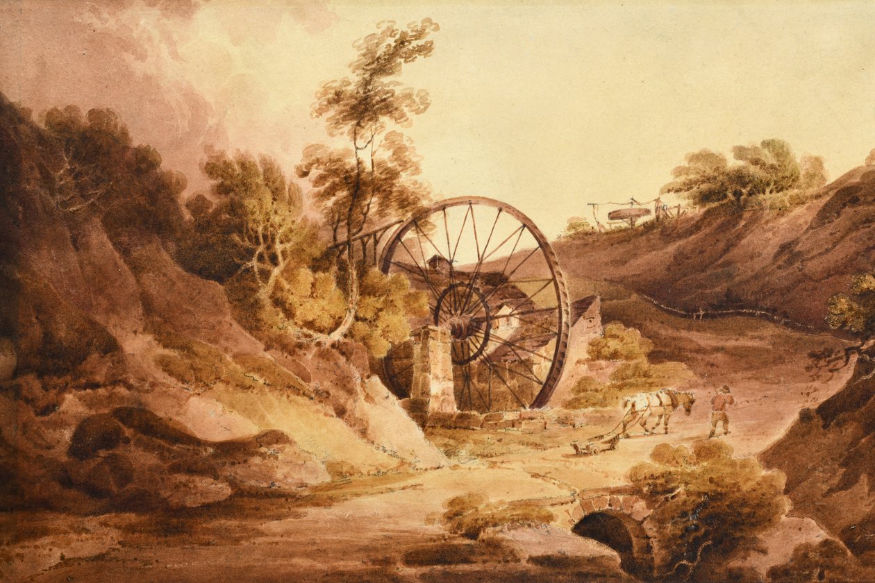 عجلة كبيرة ، بروسلي شروبشاير ، c1803 (ألوان مائية على ورق) بواسطة بول ساندبي مون