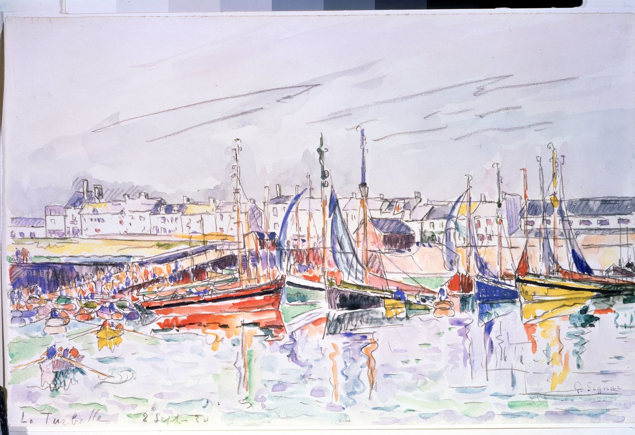 المراكب الشراعية "لا توربال" في ميناء لا توربال في لوار أتلانتيك. لوحة مائية بواسطة Paul Signac (1863-1935) 1930 متحف بوشكين ، موسكو بواسطة بول سينياك
