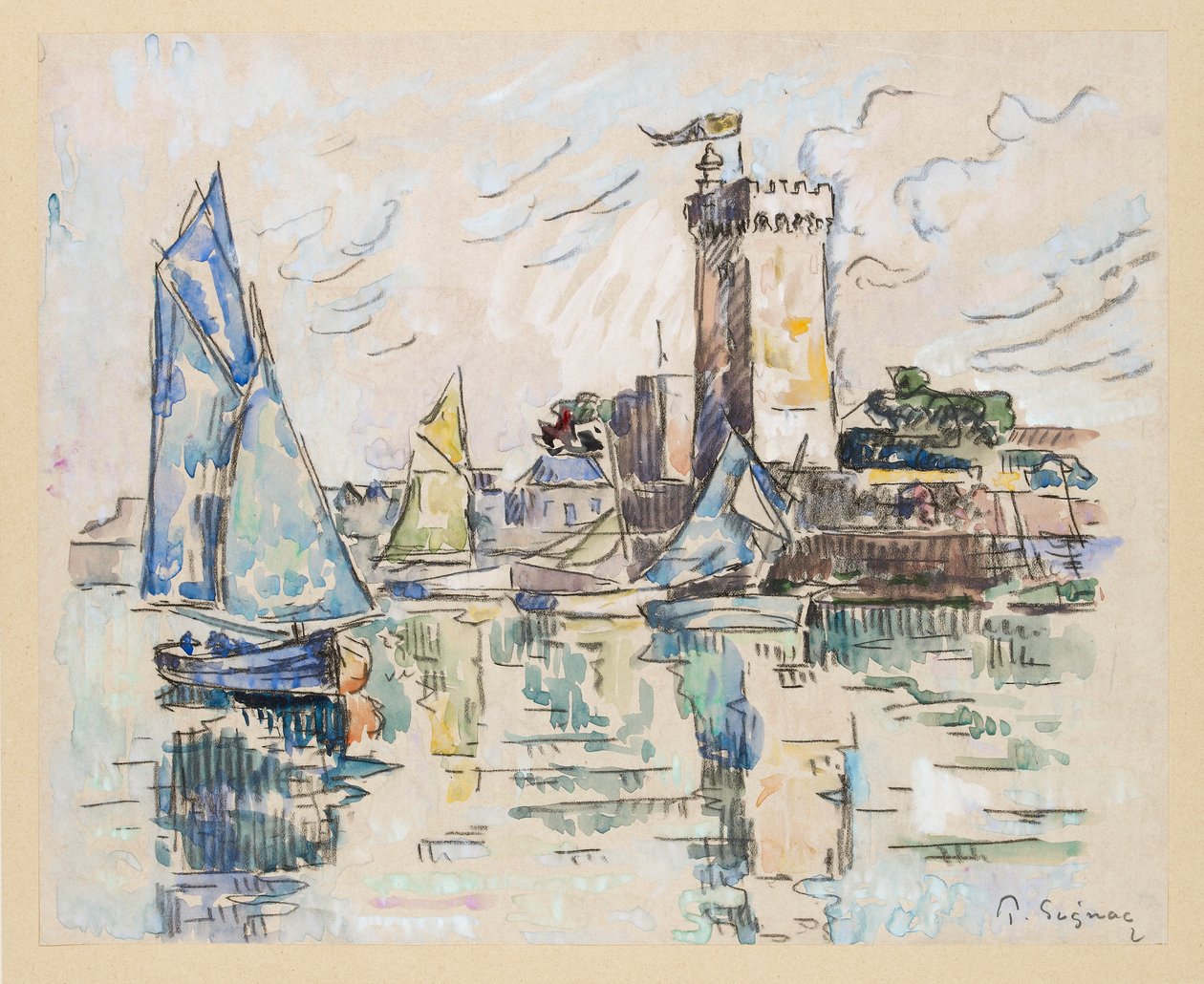 منظر للميناء في Les Sables-d'Olonne ، حوالي عام 1920 بواسطة بول سينياك