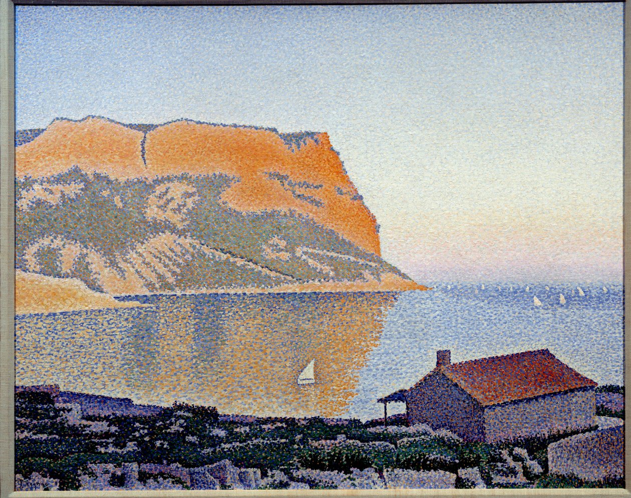 منظر لخليج الكشمش الأسود ، Cap Canaille لوحة رسمها Paul Signac (1863-1935) 1889 مجموعة خاصة - منظر لخليج كاسيس ، كاب كاناي. لوحة بول سيناك (1863-1935) بواسطة بول سينياك