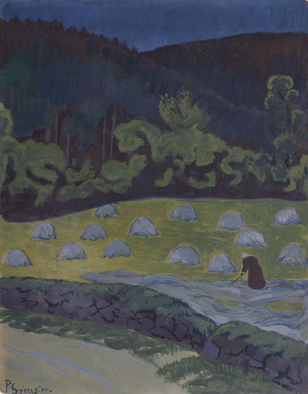 Haymaking by Moonlight (ألوان مائية) بواسطة بول سيروسييه