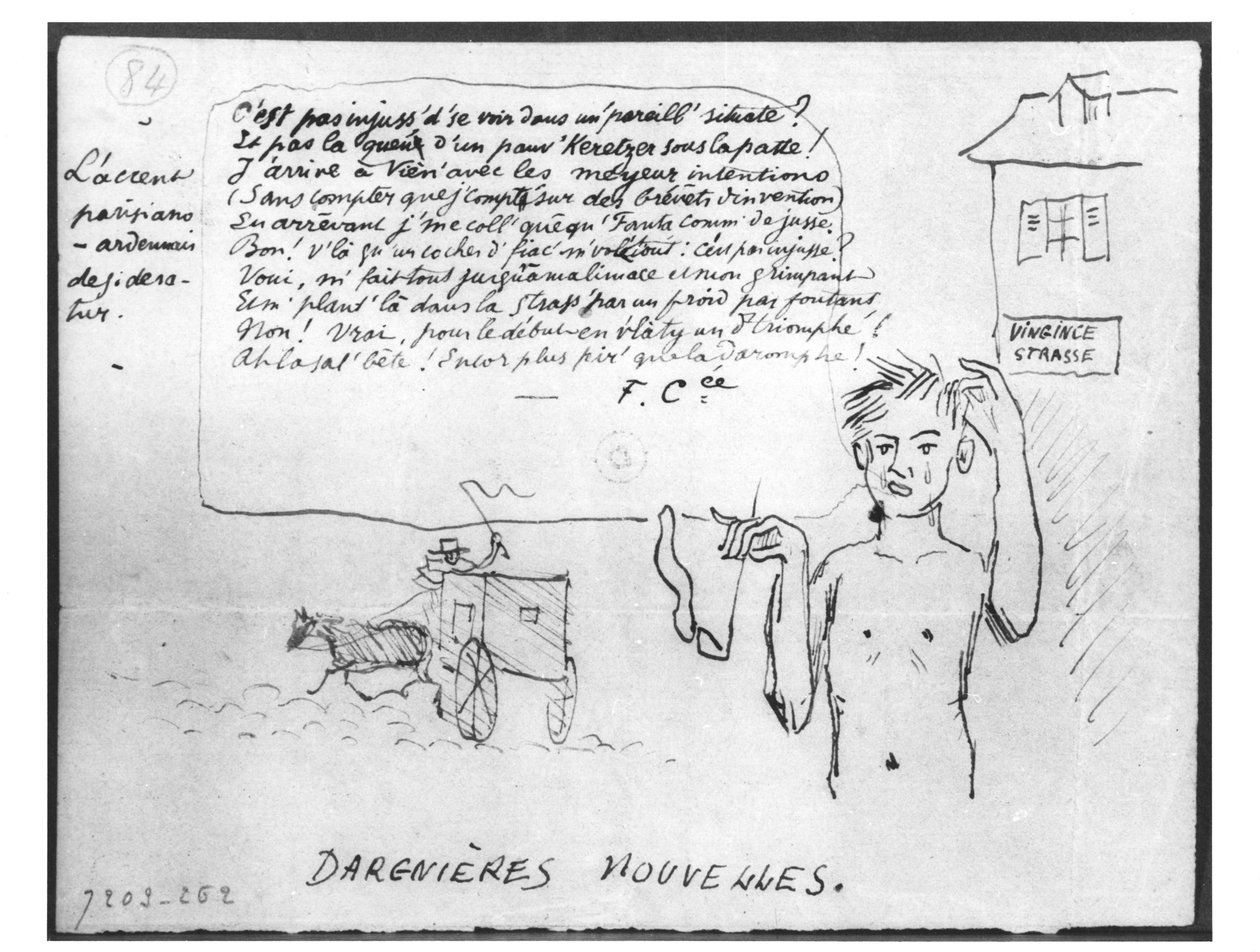 "Dargnieres Nouvelles" ، Arthur Rimbaud (1854-91) سرقة من قبل مدرب في فيين ، 1876 بواسطة بول فيرلين