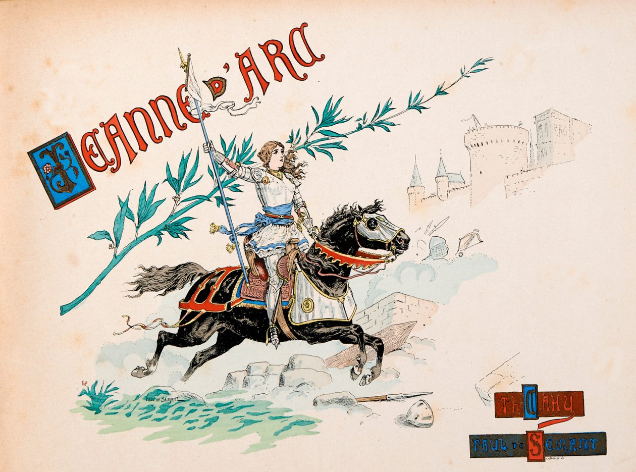 رسم توضيحي مأخوذ من كتاب "جان دارك" لثيودور كاهو ورسمه بول دي سيمانت (1855-1915) بواسطة بول دي سيمانت