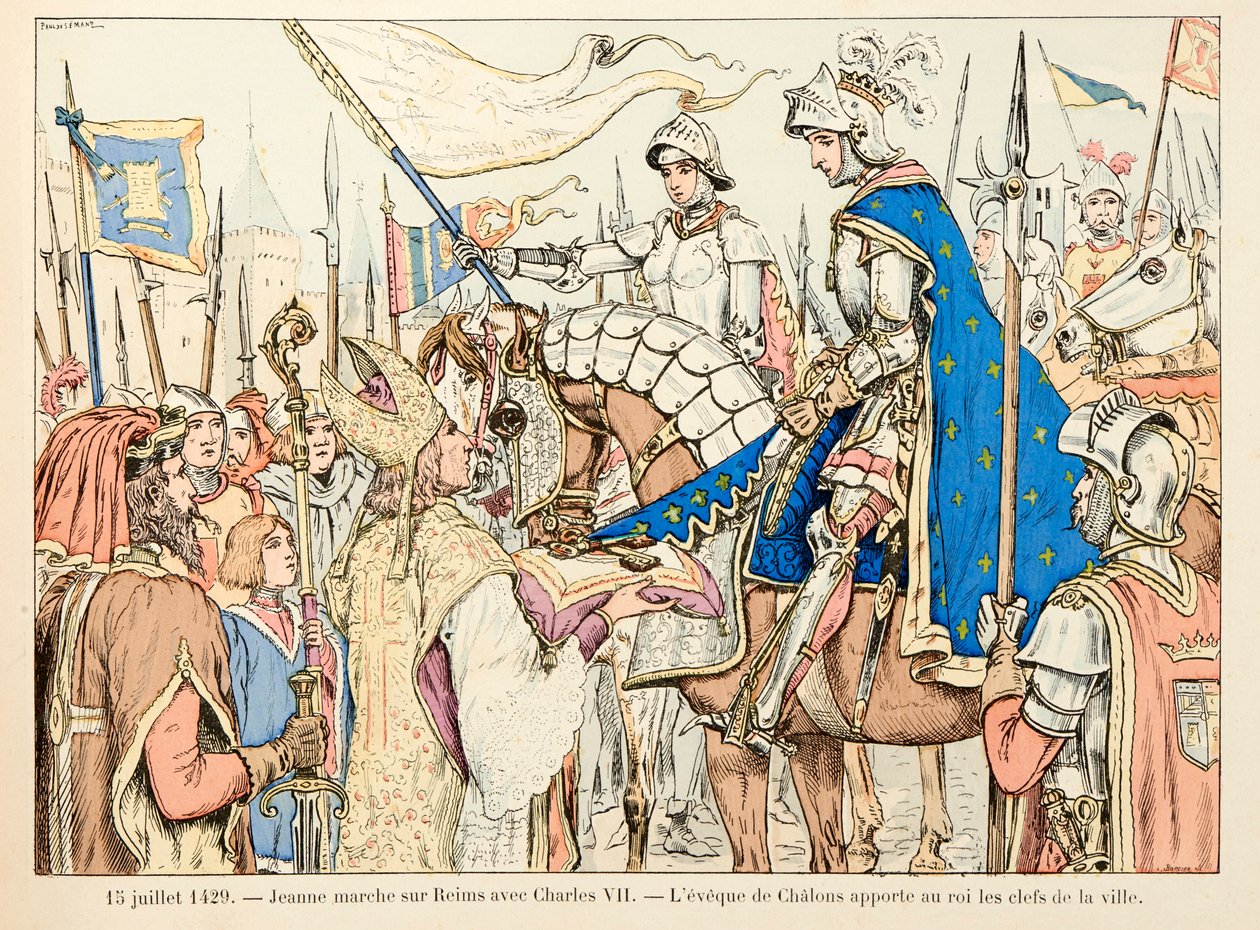 رسم توضيحي مأخوذ من كتاب "جان دارك" بقلم ثيودور كاهو ورسمه بول دي سيمانت (1855-1915): في 15 يوليو بواسطة بول دي سيمانت