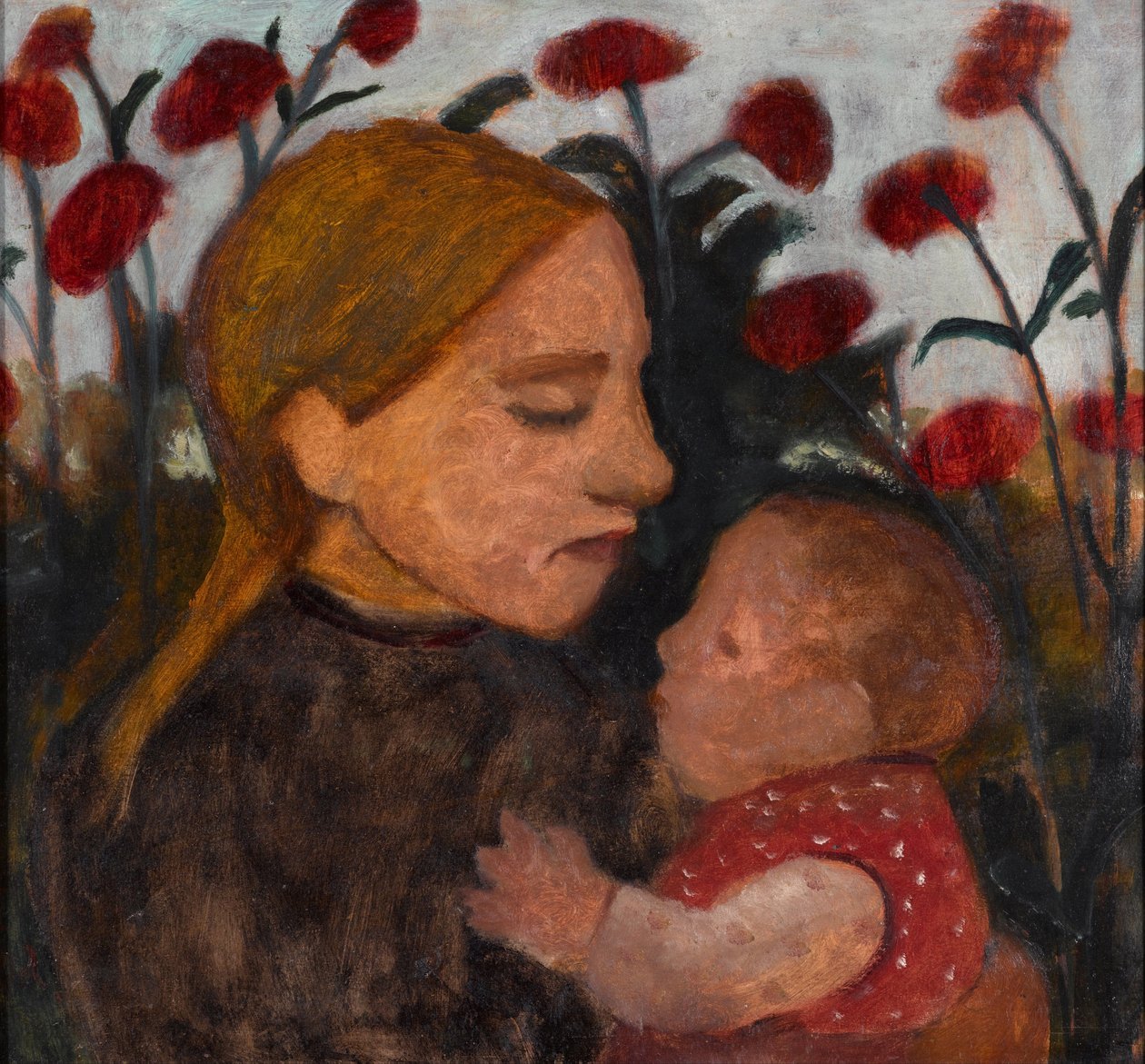 "" فتاة مع طفل "(فتاة مع طفل) لوحة بولا مودرسون بيكر (1876-1907) - 1902 - ألوان زيتية على ورق مقوى خافت 66.3 × 71 سم Gemeentemuseum Den Haag (لاهاي) هولندا بواسطة بولا مودرسون بيكر