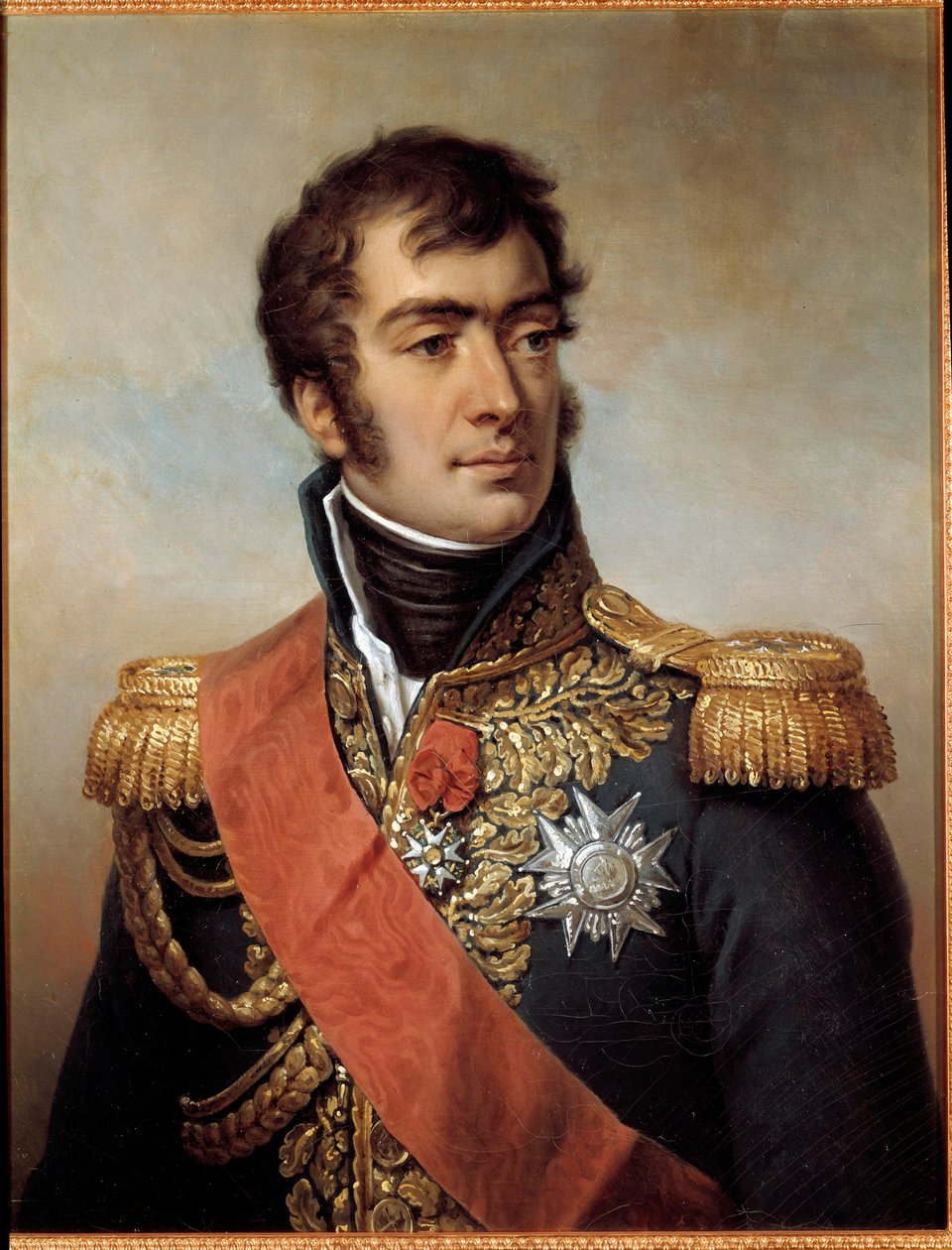 Portrait of Auguste Frederic Louis (Auguste-Frederic-Louis) of Viesse de Marmont, Duke of Raguse Marechal of the Empire in 1809 (1774-1852) - represented in uniform with plaque of the Legion of Honour under the Restoration. Painting by Paulin Jean-Baptiste بواسطة بولين جان بابتيست غيرين