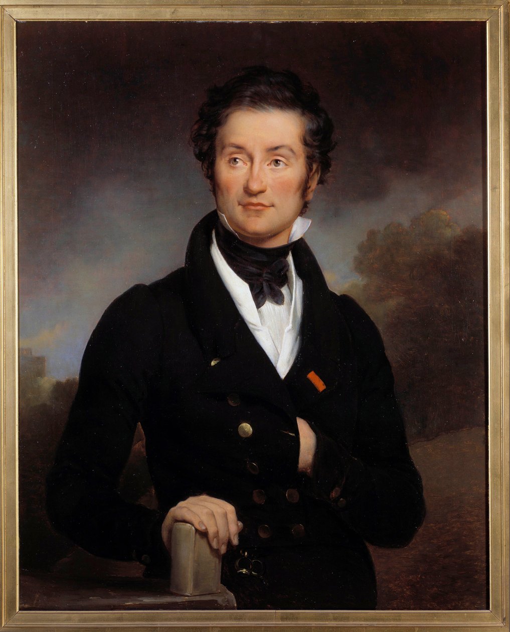 صورة للكاتب تشارلز نودييه (1780-1844) أقام صالونًا للقمامة حيث كان الفنانون الرومانسيون العظماء (هوغو ، لامارتين ، فيني ...) لوحة بولين غيرين (1783-1855) القرن التاسع عشر. باريس ، مكتبة الارسنال. بواسطة بولين جان بابتيست غيرين