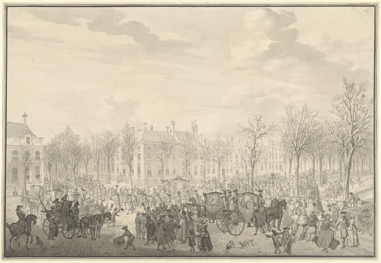 وصول الأمير ويليم الخامس إلى لاهاي ، 10 نوفمبر 1762 بواسطة باولوس كونستانتين لا فارج (ربما)