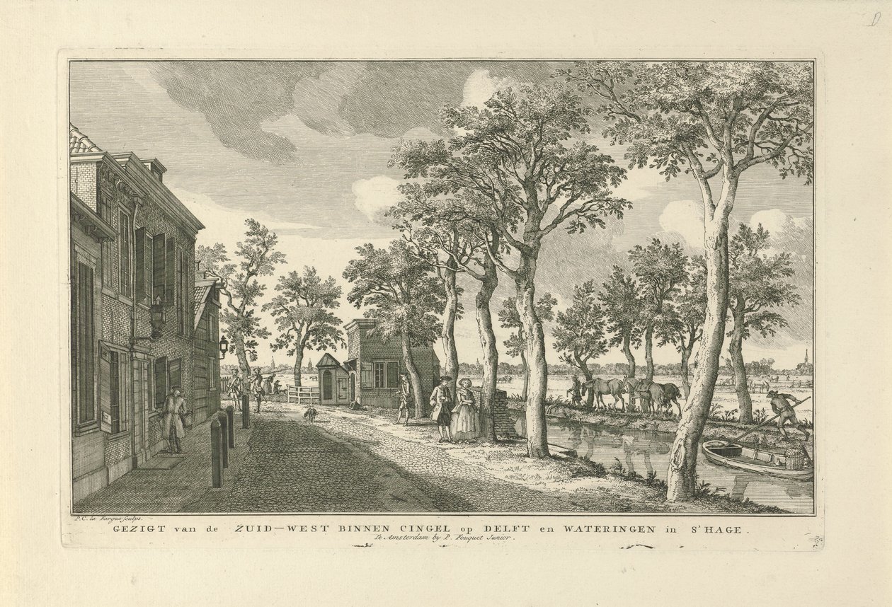 منظر لجنوب غرب Binnensingel (Zuidwal) في لاهاي منظر لـ South-West Binnen Cingel على Delft و Wateringen في لاهاي (العنوان على الجسم) ثمانية وجوه في لاهاي (عنوان المسلسل) بواسطة Paulus Constantijn la Fargue