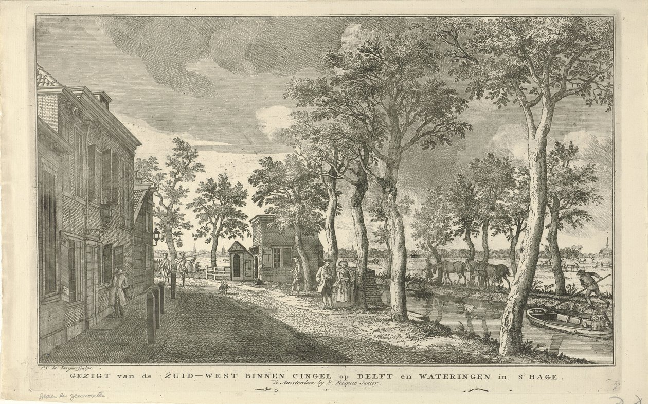 منظر لجنوب غرب Binnensingel (Zuidwal) في لاهاي منظر لـ South-West Binnen Cingel على Delft و Wateringen في لاهاي (العنوان على الجسم) ثمانية وجوه في لاهاي (عنوان المسلسل) بواسطة Paulus Constantijn la Fargue