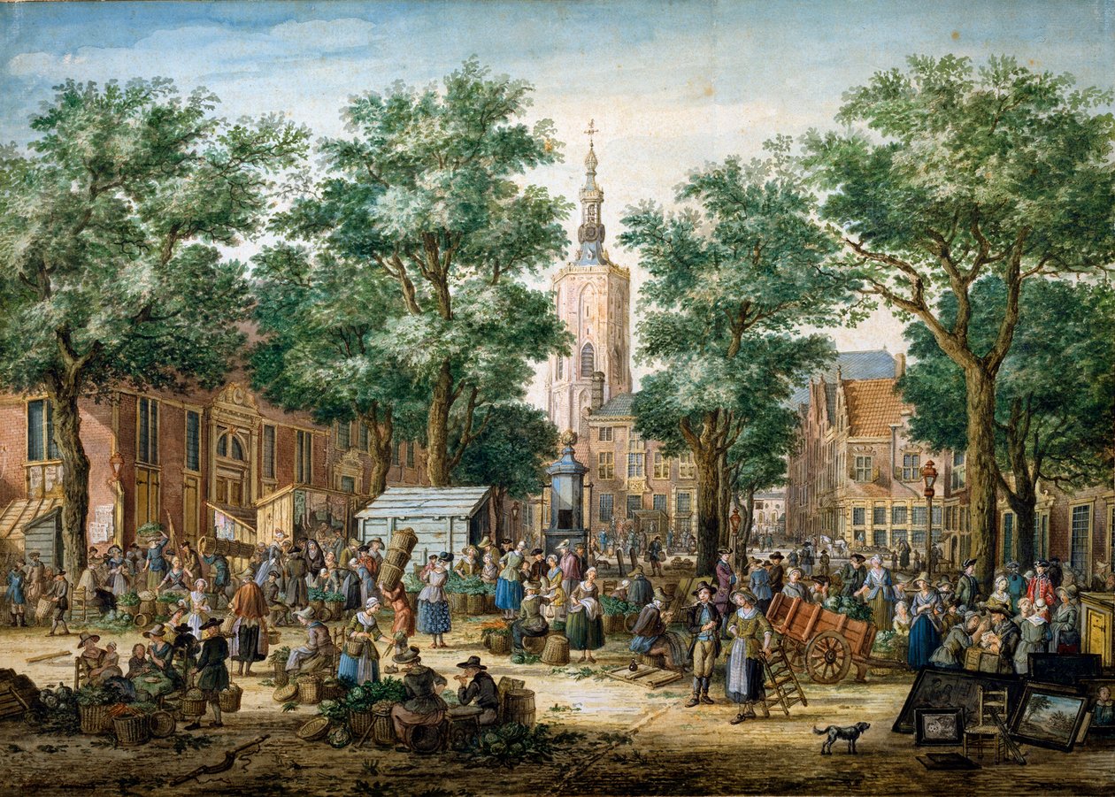 السوق الأخضر الكبير في لاهاي ، 1769 بواسطة Paulus Constantijn la Fargue