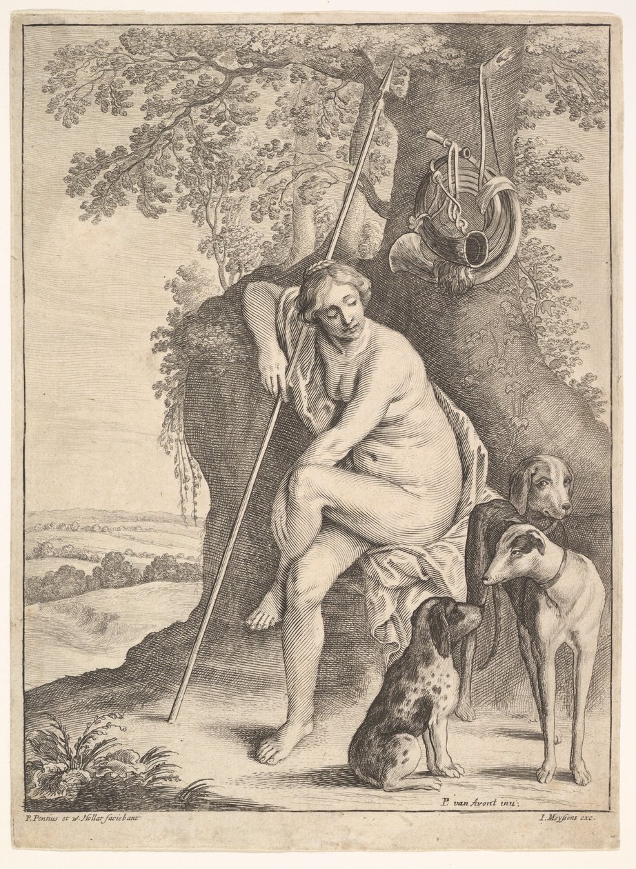 شخصية جالسة لديانا الصياد ، 1625-1677. بواسطة بول بوتر