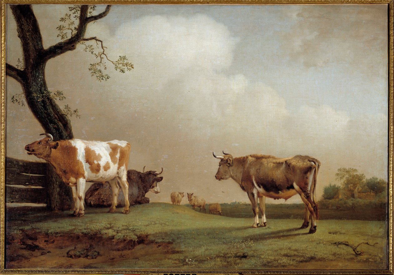 المروج قطيع من الأبقار في مرحلة ما قبل. لوحة بول بوتر (1625-1654) 1652 صن. 0،84x1،21 م بواسطة بول بوتر