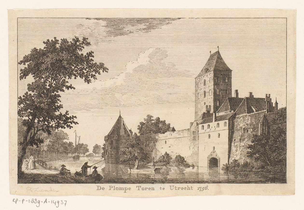 منظر لبلومبي تورين في أوتريخت ، 1756 The Plompe Toren في أوتريخت 1756 (العنوان على الكائن) بواسطة بول فان ليندر