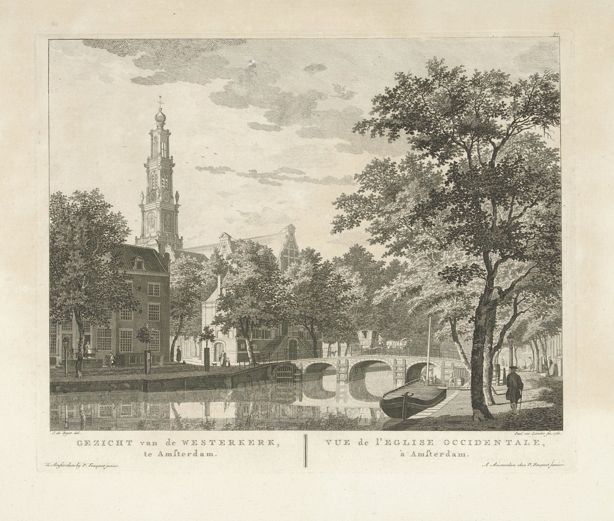 منظر لـ Westerkerk و Westerhal ، يُرى من Keizersgracht منظر لـ Westerkerk ، في أمستردام / Vue de l