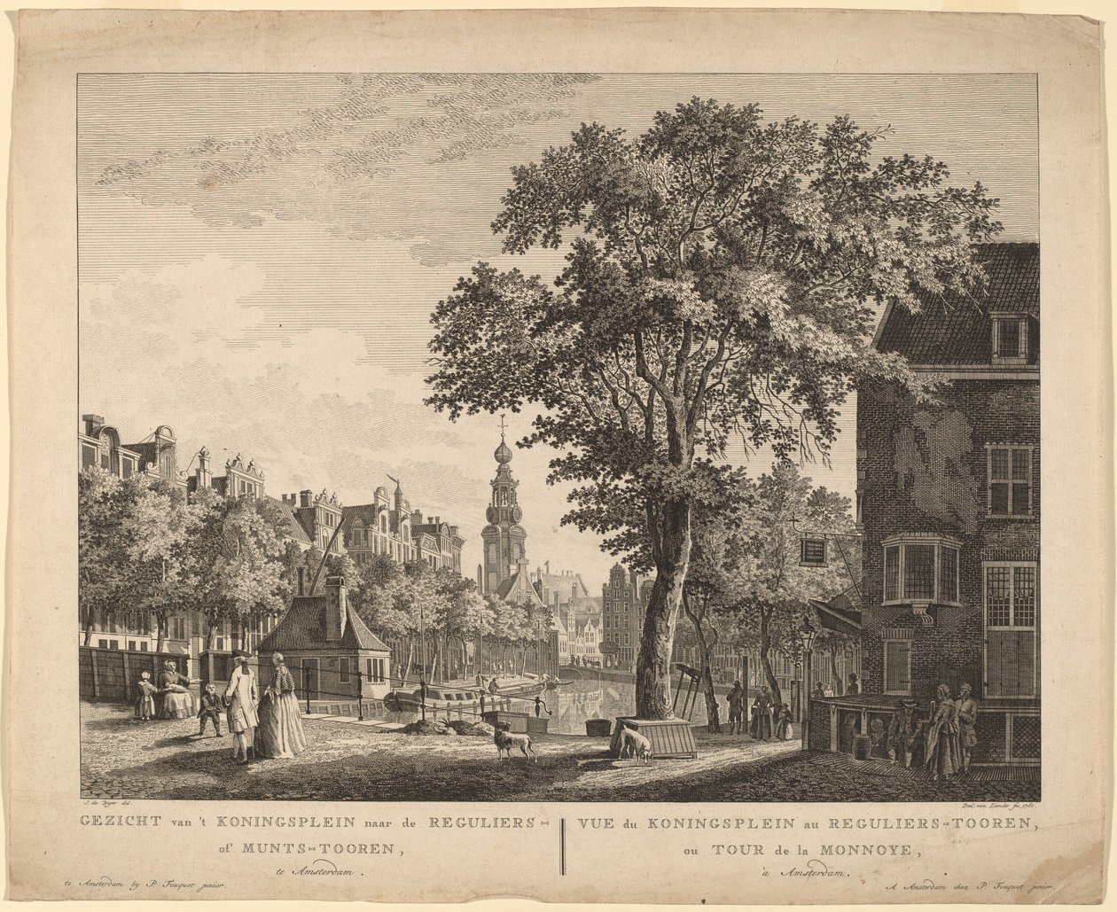 منظر من Koningsplein إلى Reguliers أو Munts-Tooren ، في أمستردام بواسطة Paulus van Liender بعد جان دي باير