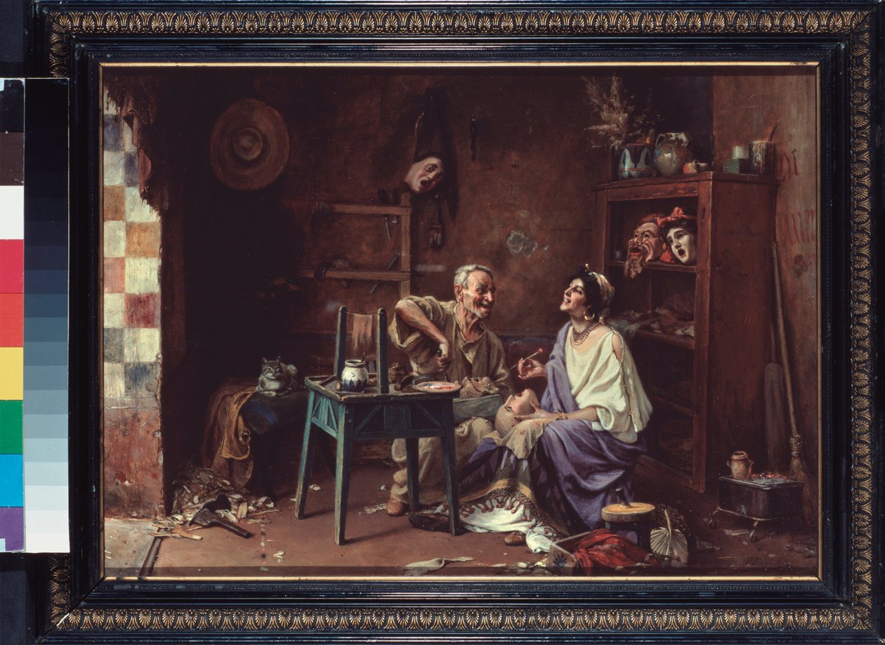Atelier de masque (ورشة عمل قناع) - Peinture de Pavel Alexandrovich Svedomsky (Svedomski) (1849-1904) ، زيت على قماش بواسطة بافيل الكسندروفيتش سفيدومسكي