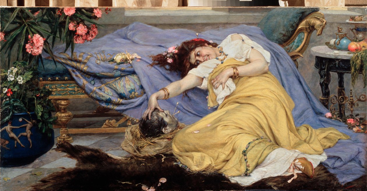 فولفيا (Fulvie Flacca Bambula، 77-40 av J-C) avec la tete de Cicero (Marcus Tullius Cicero بواسطة بافيل الكسندروفيتش سفيدومسكي