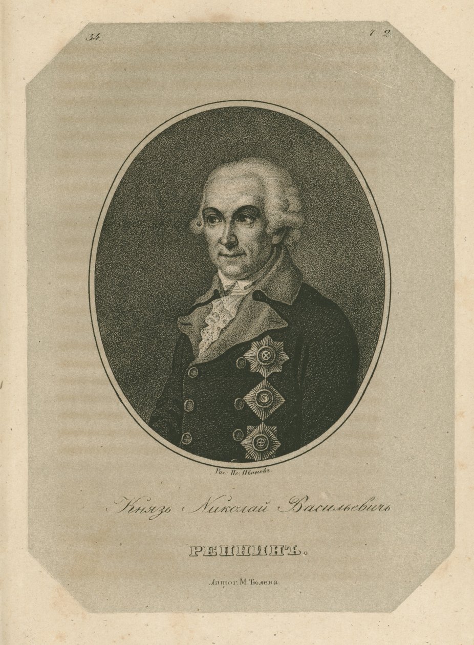 الأمير نيكولاي فاسيليفيتش ريبنين 1734-1801 ، أواخر القرن الثامن عشر. بواسطة بافيل أليكسيفيتش إيفانوف