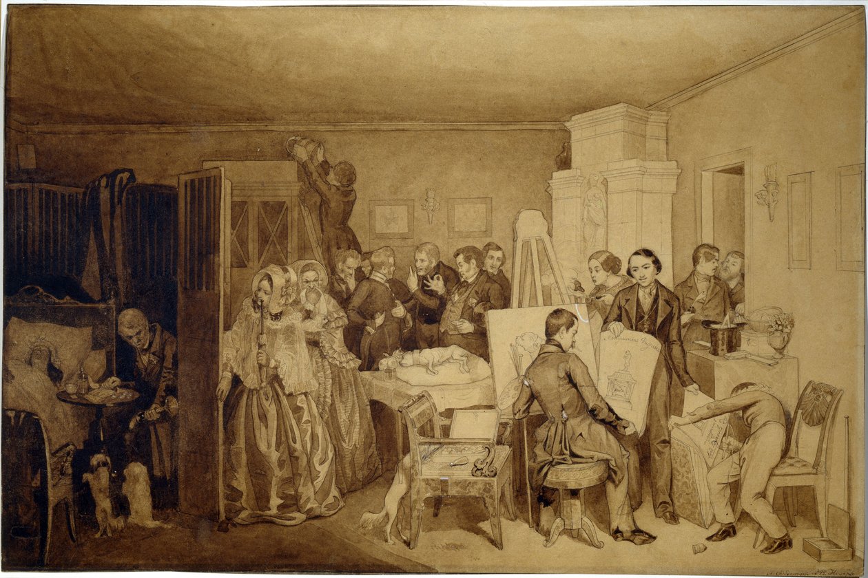 عواقب وفاة فيديلكا - عمل بافيل أندرييفيتش فيدوتوف (1815-1852) ، بالحبر الهندي والبني الداكن على الورق بواسطة بافيل أندرييفيتش فيدوتوف