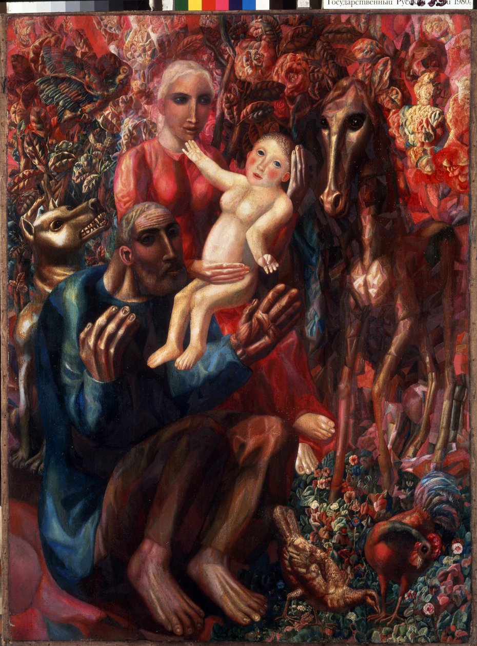 "العائلة المقدسة" لوحة رسمها بافيل نيكولايفيتش فيلونوف (1883-1941) 1914 متحف الدولة الروسي ، سانت بطرسبرغ ، روسيا بواسطة بافيل نيكولايفيتش فيلونوف