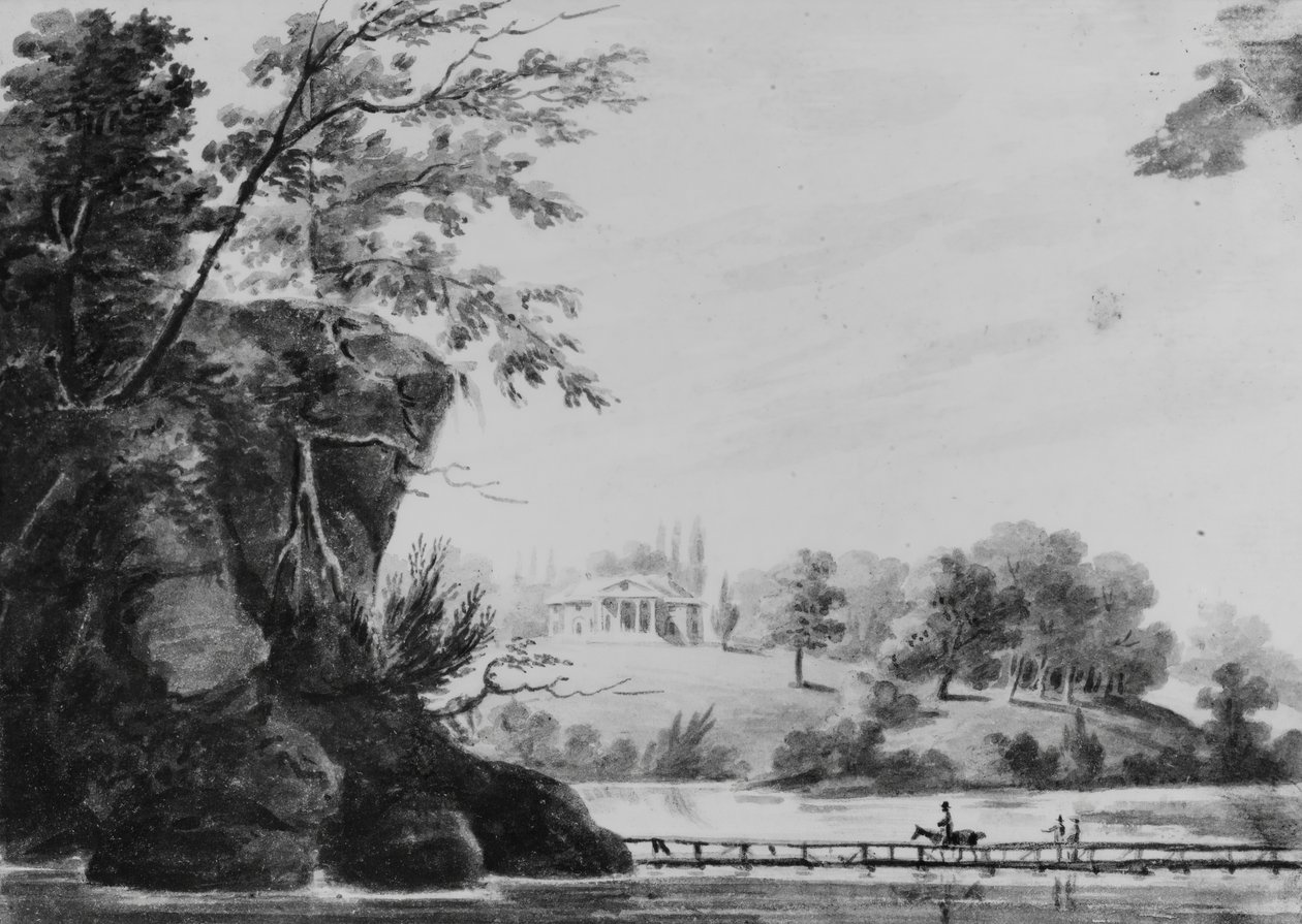 منظر لموريسفيل ، منزل الجنرال مورو الريفي في بنسلفانيا ... ، بنسلفانيا ، 1811-كاليفورنيا. 1813. بواسطة بافل بتروفيتش سفينين