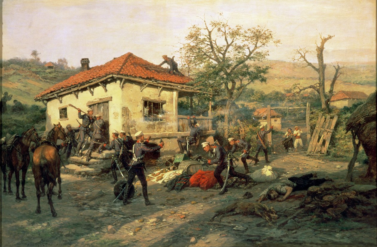 مشهد من الحرب الروسية التركية في 1876-1877 بواسطة بافيل كوالفسكي
