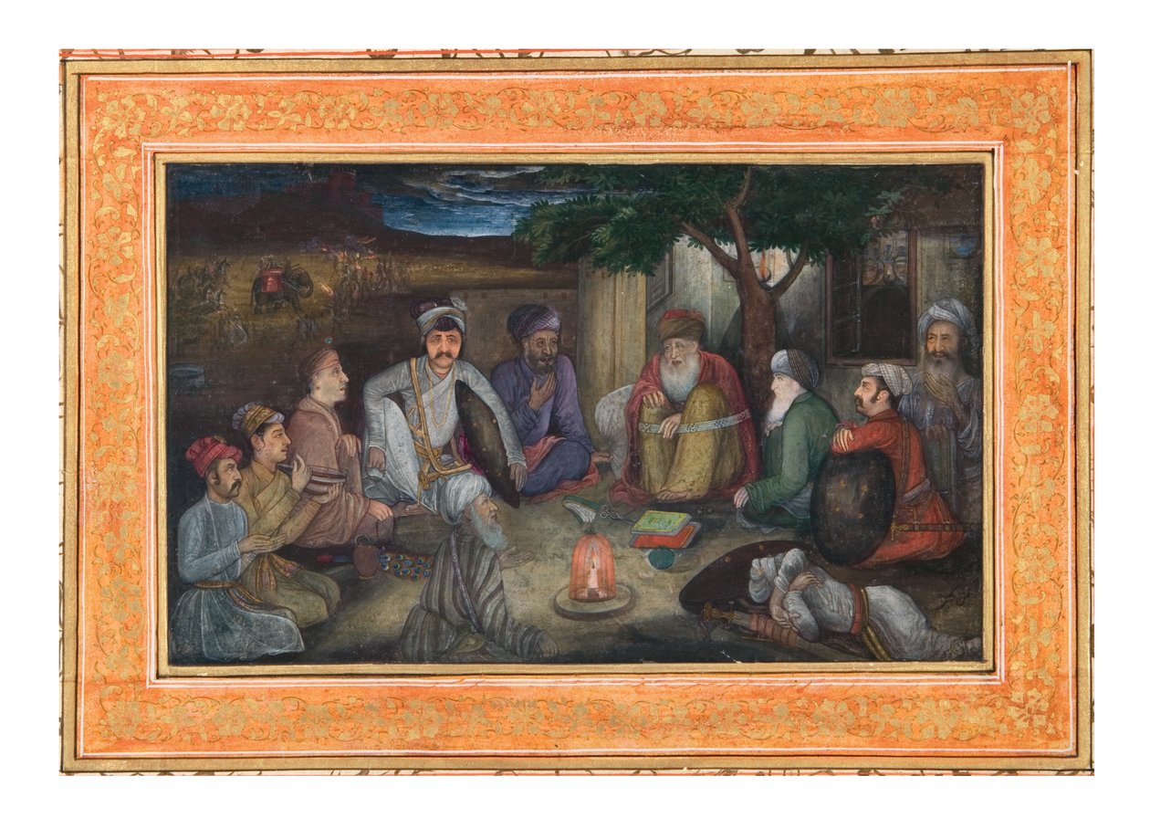 اجتمع المسافرون في الليل ، 1640 ج (مرحاض غير شفاف وذهب على ورق) بواسطة Payag