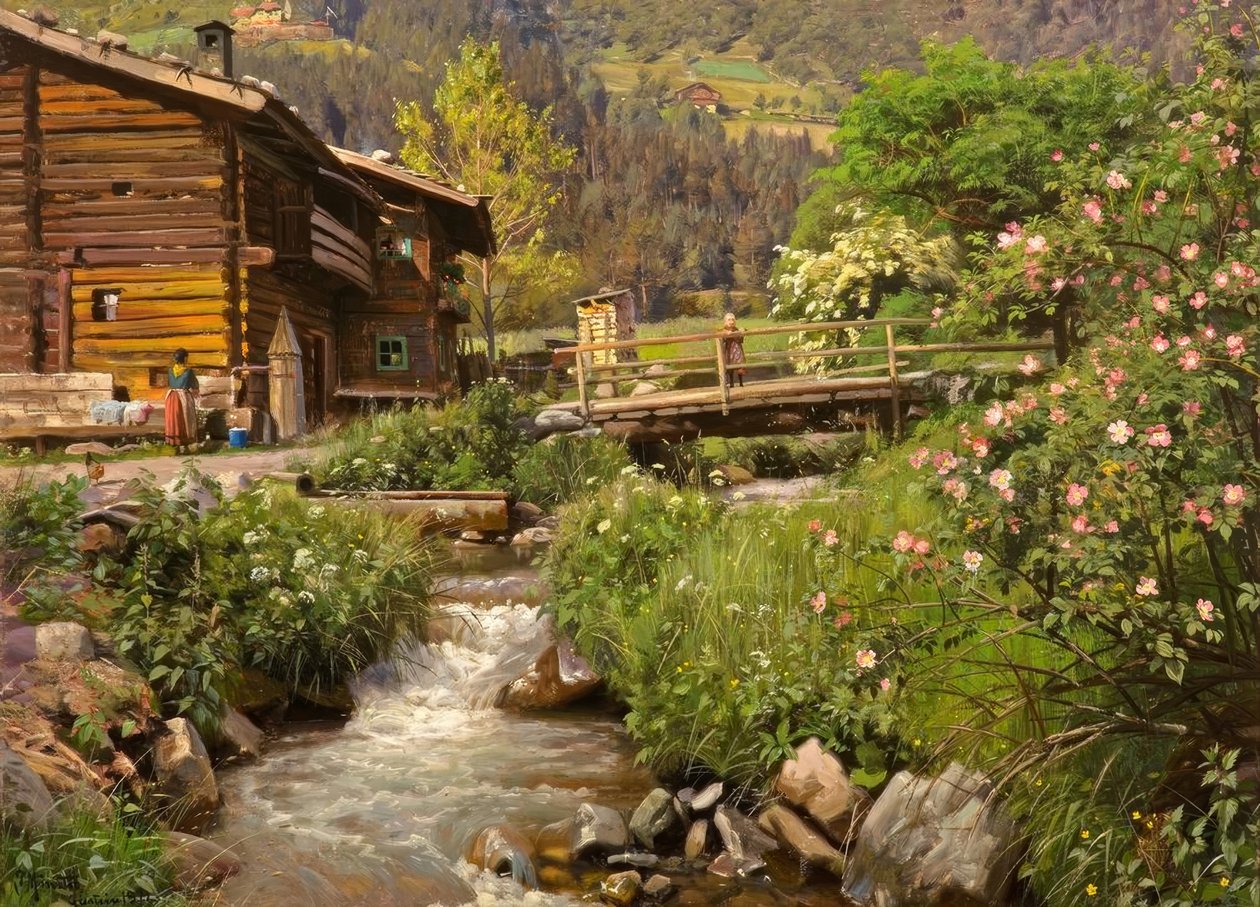 P. Mönsted ، Berghütte am Bach بواسطة بيدير مونستيد