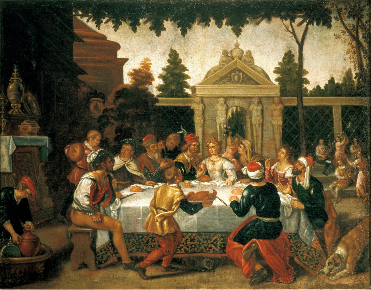 وليمة زفاف إسحاق وريبيكا ، من قبل فنان من مدرسة بيدرو أورينت (1580-كاليفورنيا 1645) بواسطة بيدرو (مدرسة) أورينتي
