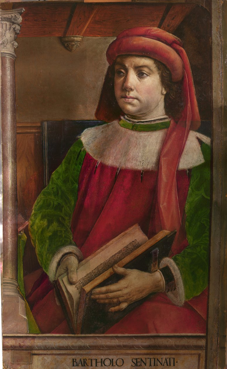 Bartole en latin Bartolus de Saxoferrato (1313-1356) - Bartolus de Saxoferrato par Berruguete، Pedro (1450-1503). زيت على خشب ، مقاس: 95 × 57 ، ج. 1473-1475 ، المتحف الوطني للماركي ، أوربينو بواسطة بيدرو بيروجويت