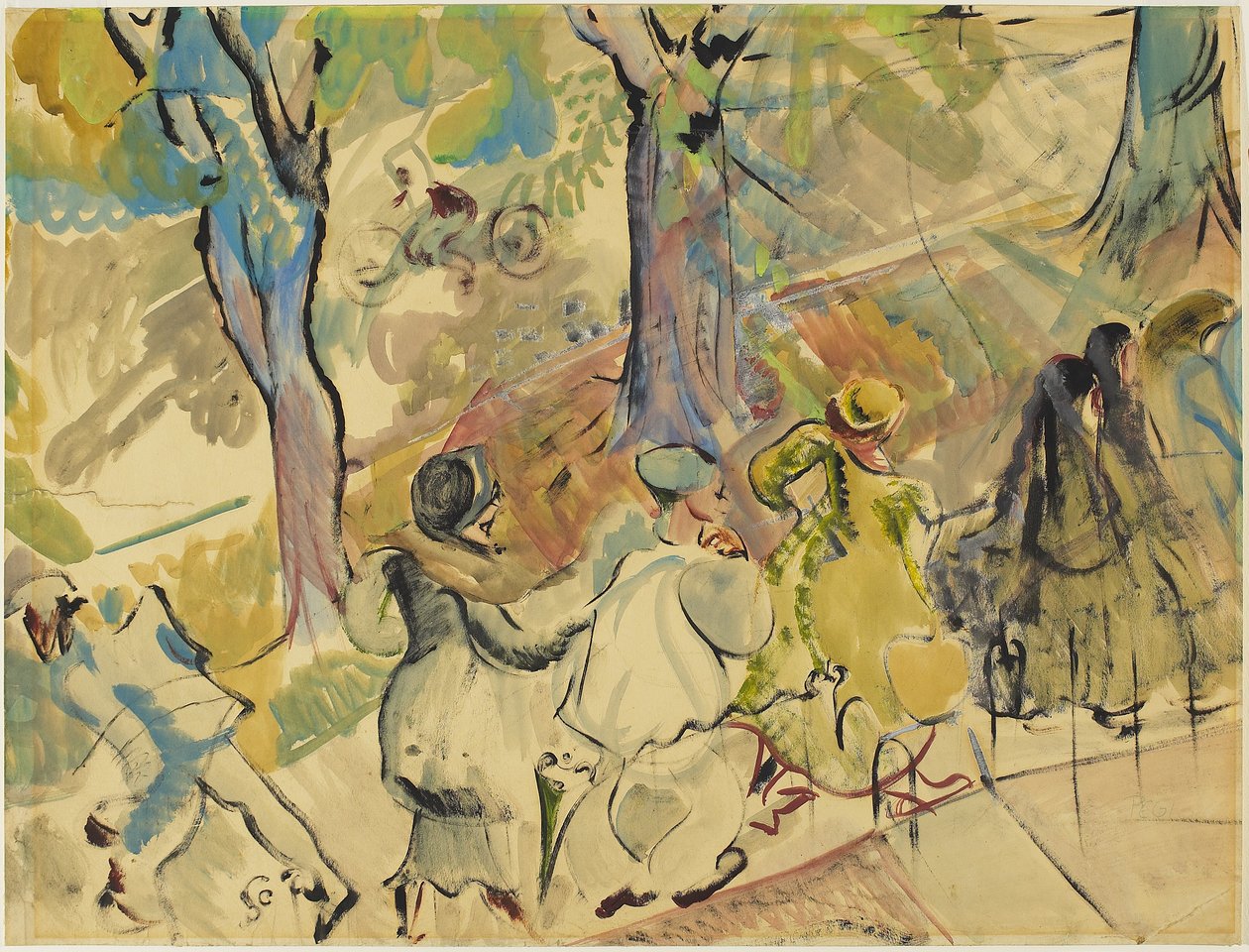 جارفيس ستريت سايدووك، ج.1936 (ألوان مائية وغواش وزيت على ورق) بواسطة بيجي نيكول ماكلويد
