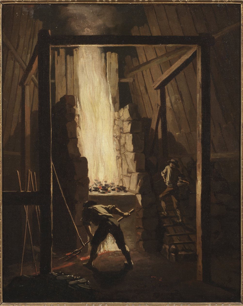 Interieur de la fonderei de cuivre a Falun (Suede) - الجزء الداخلي من مسبك النحاس في فالون ، بقلم Hillestroem ، Pehr (1732-1816). زيت على قماش بواسطة بير هيلستروم