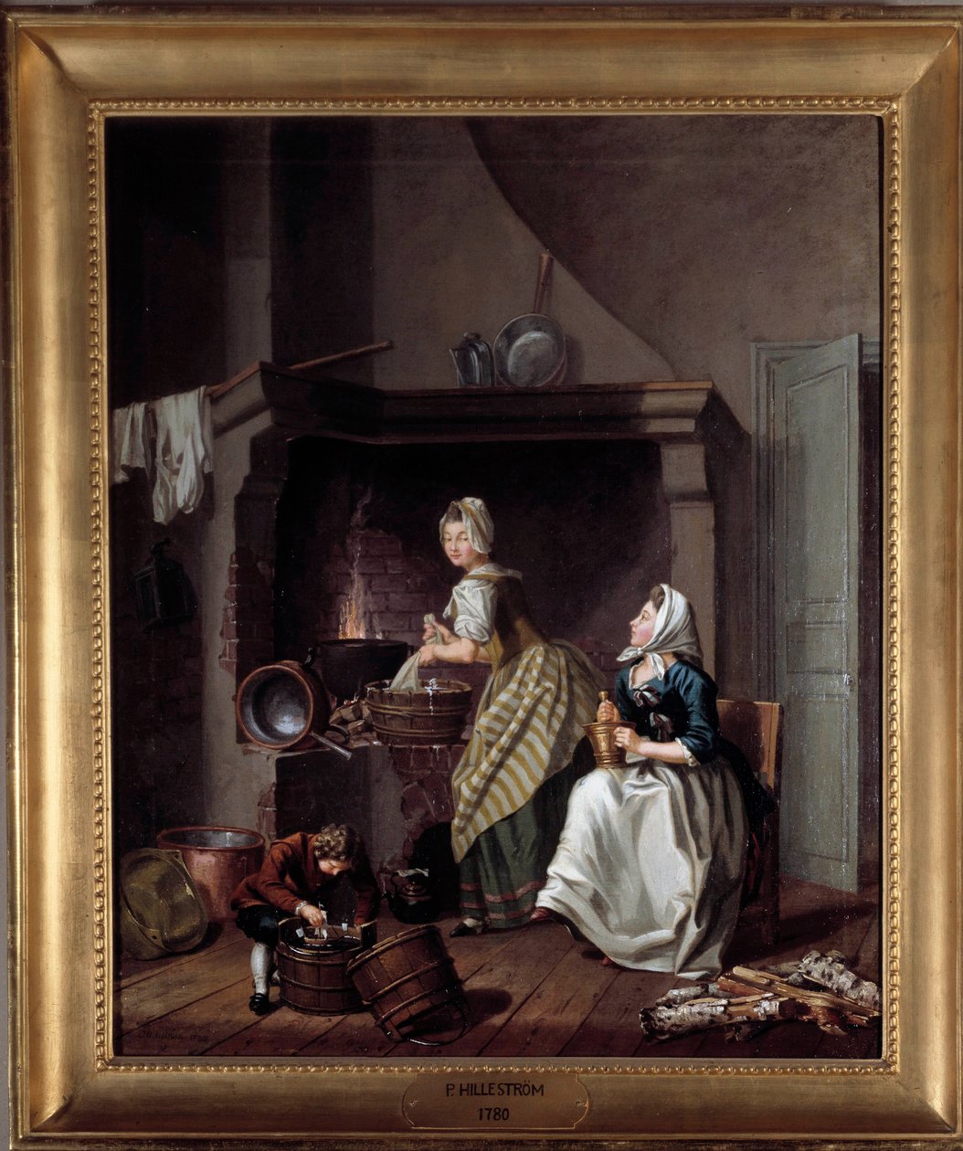 نساء في المطبخ رسم بواسطة Per Hillestrom (1732-1816) 1780 Stockhilm ، المتحف الوطني بواسطة بير هيلستروم