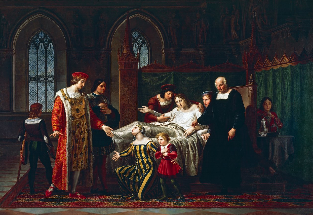Charles VIII meeting with dying Gian Galeazzo Sforza in Pavia بواسطة Pelagio Palagi