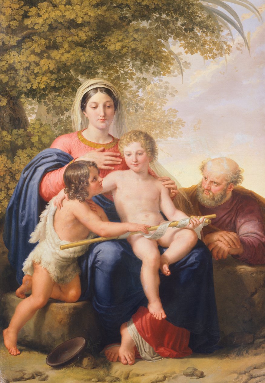 The Holy Family with St John the Baptist (oil on canvas) بواسطة Pelagio Palagi