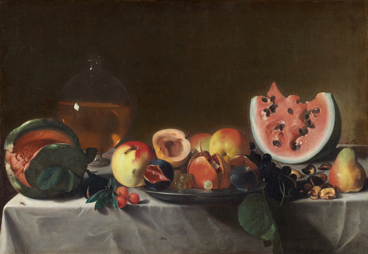 الحياة الساكنة مع الفاكهة والكاراف ، c.16101620 بواسطة Pensionante de Saraceni