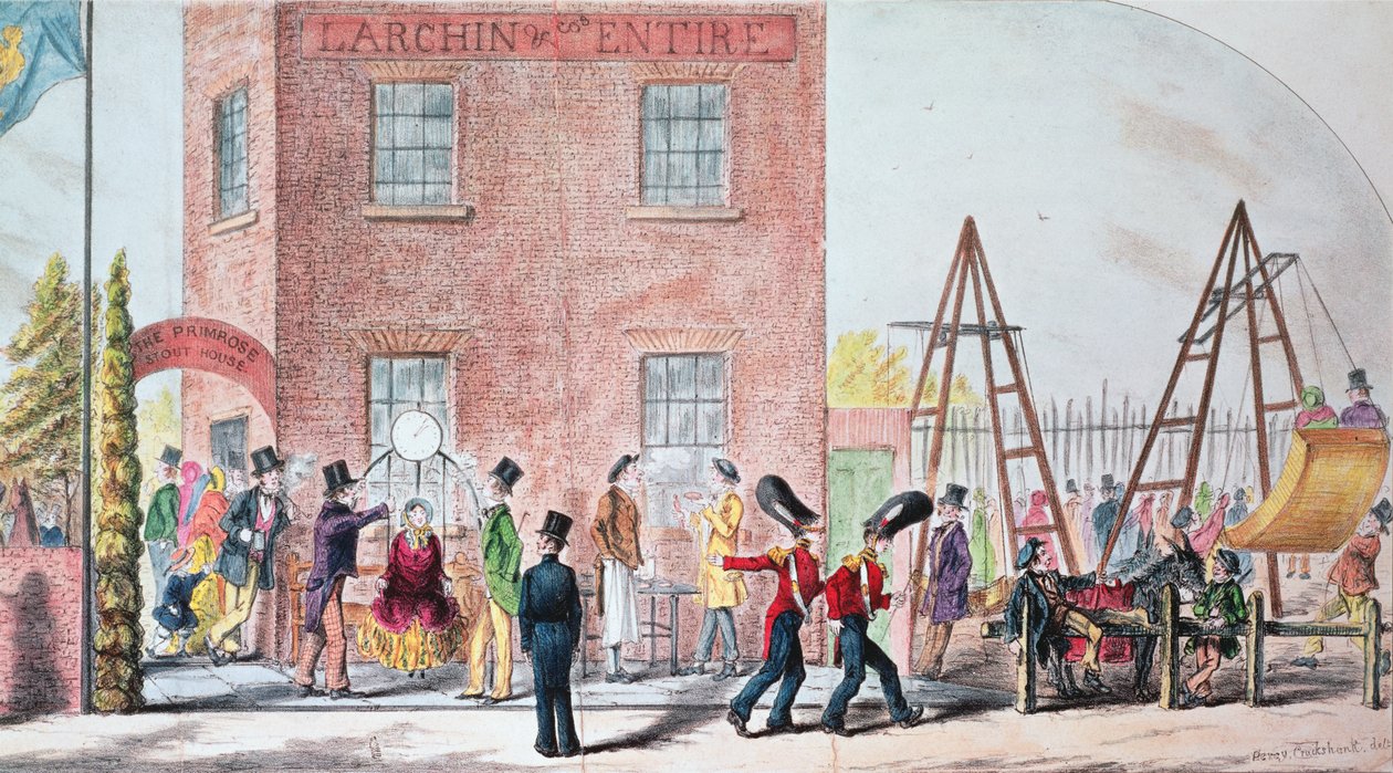 Fair (Swings) at the Primrose Tavern، Chalk Farm (print) بواسطة بيرسي كروكشانك