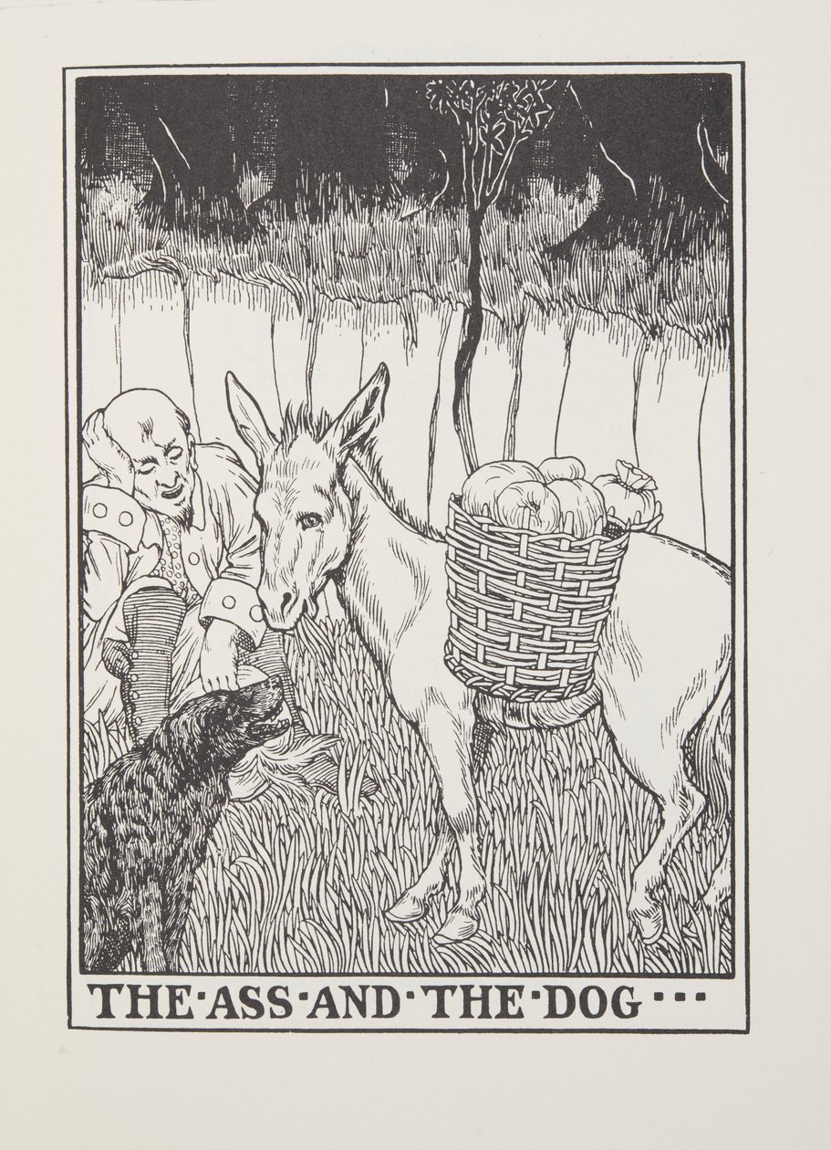 الحمار والكلب ، من Fontaine Fables ، حانة. 1905 بواسطة بيرسي جيه. بيلينجشيرست