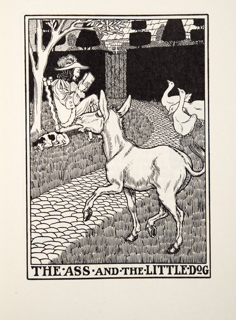 الحمار والكلب الصغير ، من Fontaine Fables ، حانة. 1905 بواسطة بيرسي جيه. بيلينجشيرست