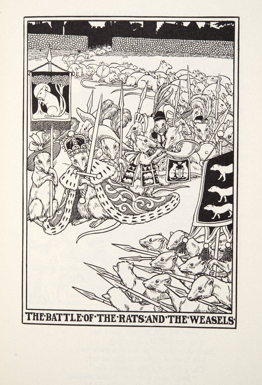 معركة الفئران والعرس ، من Fontaine Fables ، حانة. 1905 بواسطة بيرسي جيه. بيلينجشيرست