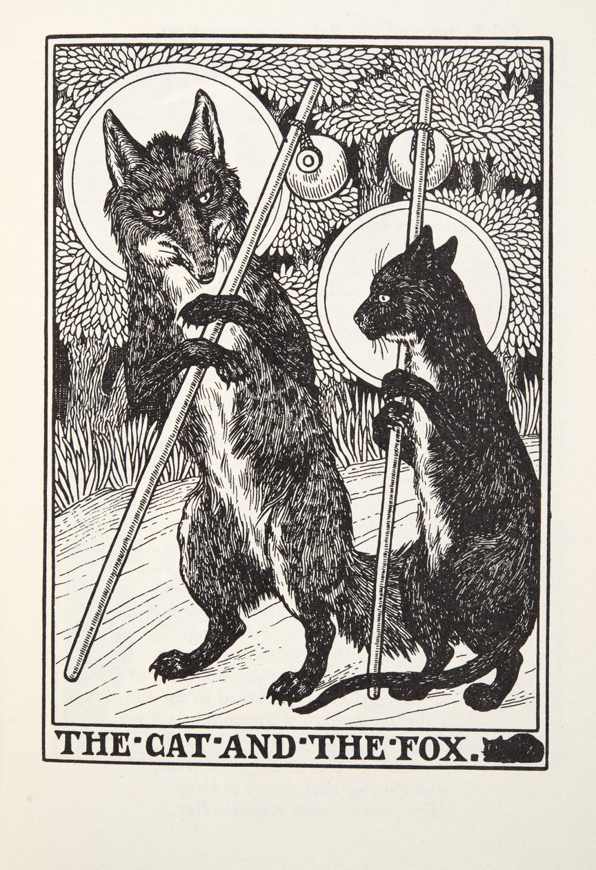 القط والثعلب ، من Fontaine Fables ، حانة. 1905 بواسطة بيرسي جيه. بيلينجشيرست