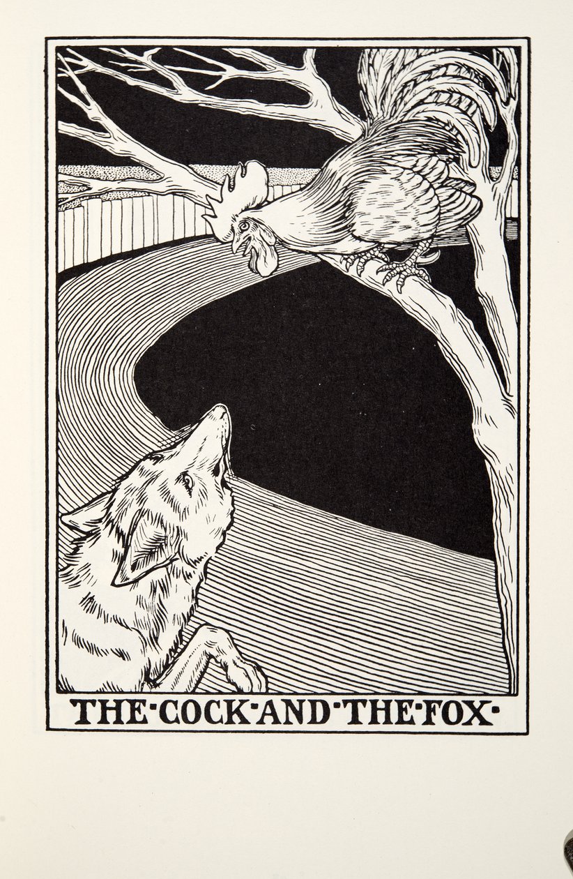 الديك والثعلب ، من Fontaine Fables ، حانة. 1905 بواسطة بيرسي جيه. بيلينجشيرست