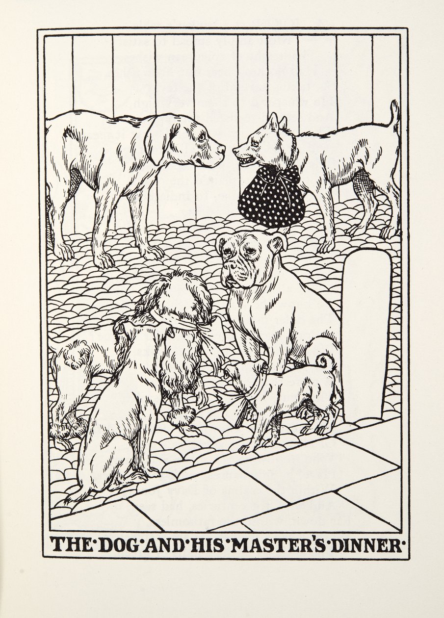 الكلب وعشاء الماجستير ، من Fontaine Fables ، حانة. 1905 بواسطة بيرسي جيه. بيلينجشيرست