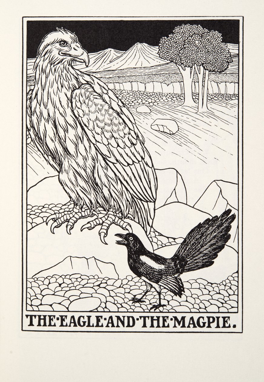 النسر و العقعق ، من Fontaine Fables ، حانة. 1905 بواسطة بيرسي جيه. بيلينجشيرست