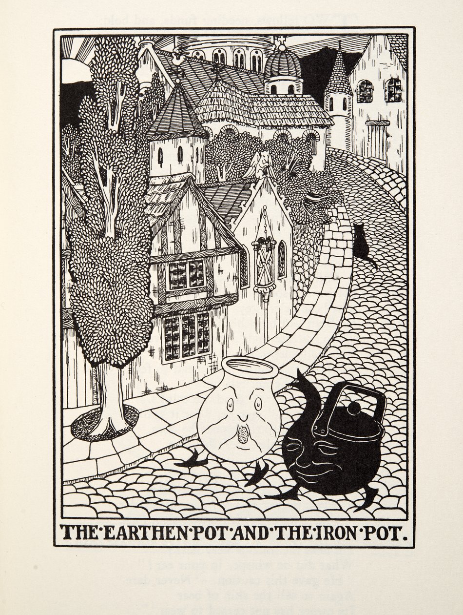 وعاء فخاري ووعاء حديد ، من Fontaine Fables ، حانة. 1905 بواسطة بيرسي جيه. بيلينجشيرست