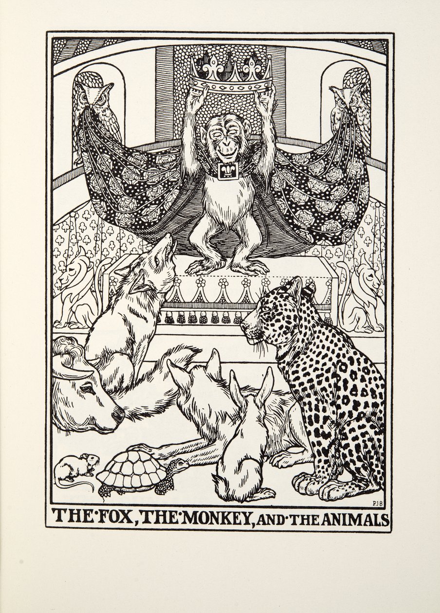 الثعلب والقرد والحيوانات ، من Fontaine Fables ، حانة. 1905 بواسطة بيرسي جيه. بيلينجشيرست