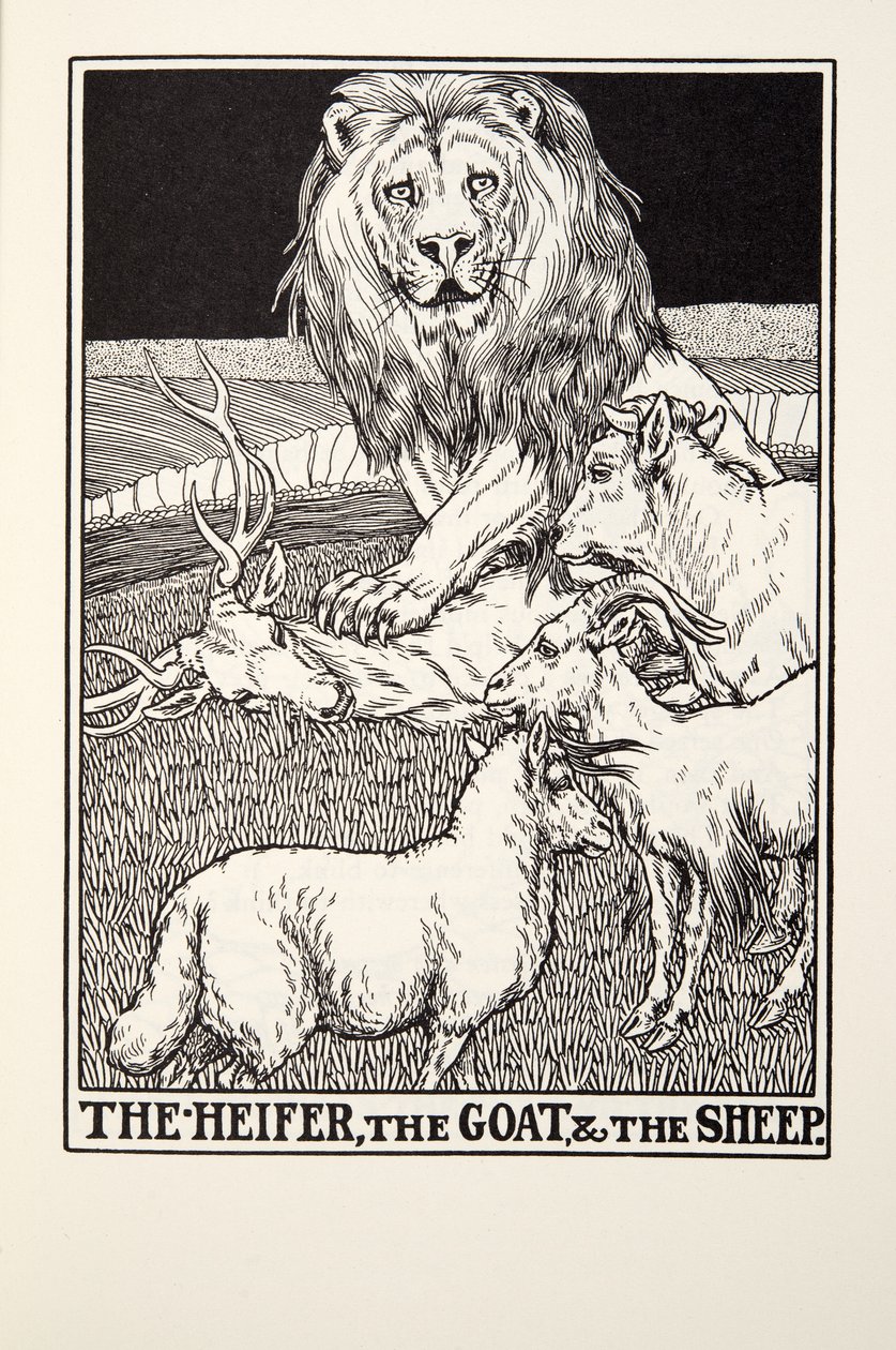 العجل والماعز والأغنام ، من Fontaine Fables ، حانة. 1905 بواسطة بيرسي جيه. بيلينجشيرست