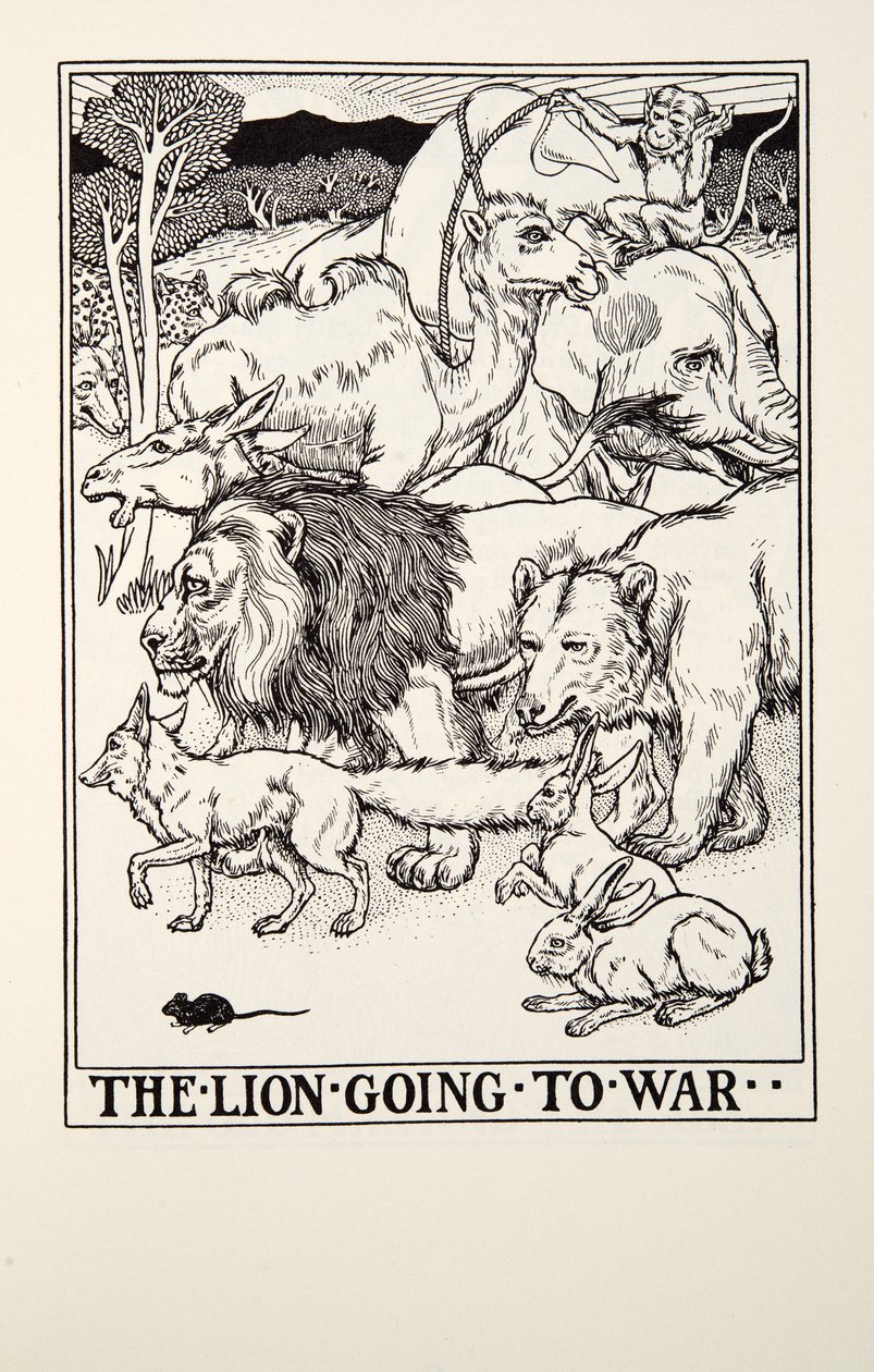 الأسد ذاهب إلى الحرب ، من Fontaine Fables ، حانة. 1905 بواسطة بيرسي جيه. بيلينجشيرست