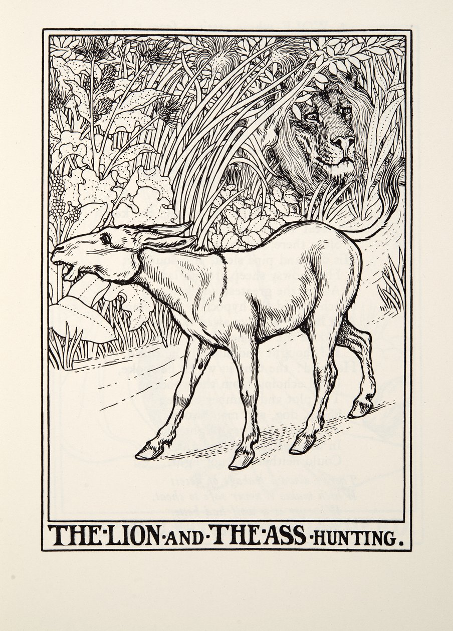 الأسد والحمار ، من Fontaine Fables ، حانة. 1905 بواسطة بيرسي جيه. بيلينجشيرست